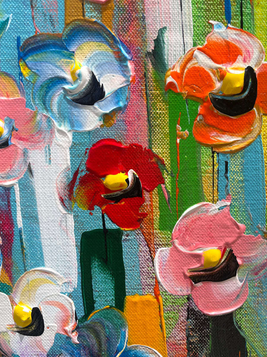 “Flower Garden” - 50x50 - Original on Gallery canvas