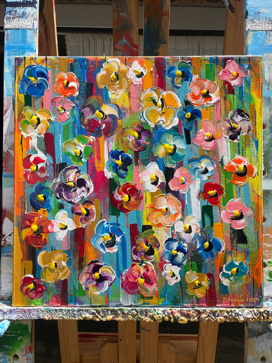 “Flower Garden” - 50x50 - Original on Gallery canvas