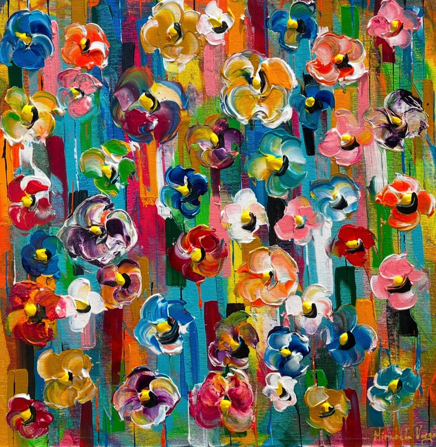 “Flower Garden” - 50x50 - Original on Gallery canvas