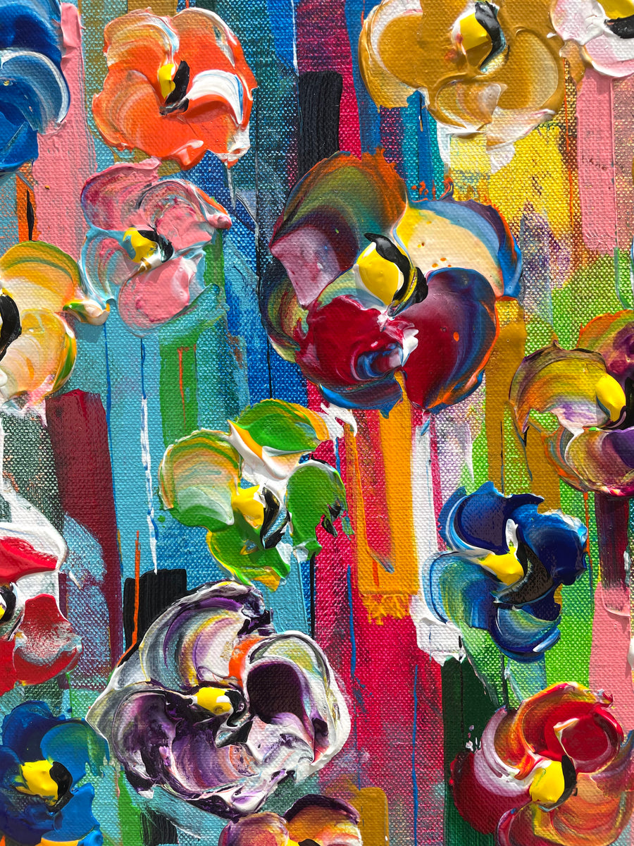 “Flower Garden” - 50x50 - Original on Gallery canvas