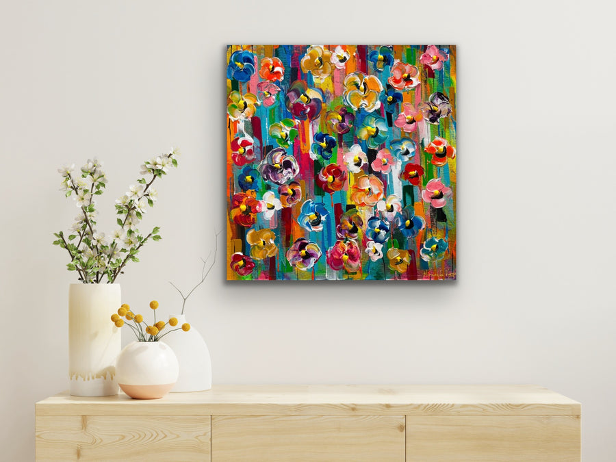 “Flower Garden” - 50x50 - Original on Gallery canvas