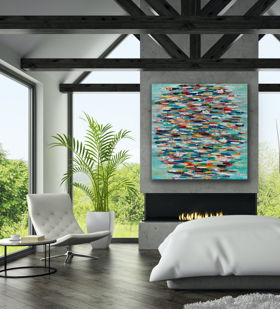 “Waterlilies” -120x120cm - Original on Gallery canvas